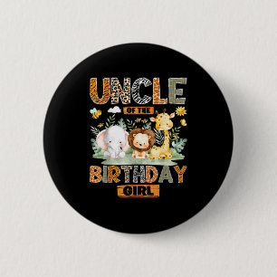 Uncle of the birthday girl safari jungle wild 6 cm round badge