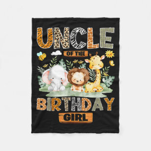 Uncle of the birthday girl safari jungle wild fleece blanket