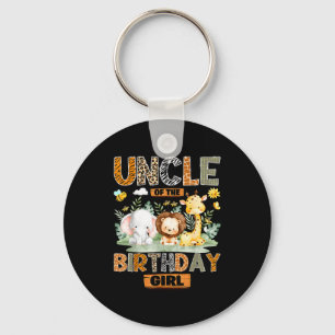 Uncle of the birthday girl safari jungle wild key ring