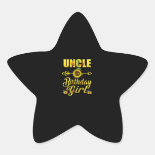 Uncle Of The Birthday Girl   Sunflower Lover Gifts Star Sticker