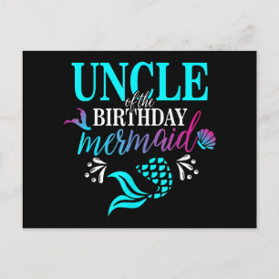 Uncle Of The Birthday Mermaid Matching Family Holiday Postcard