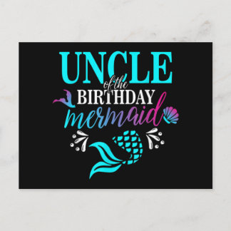 Uncle Of The Birthday Mermaid Matching Family Holiday Postcard