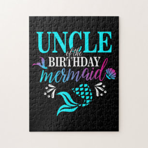 Uncle Of The Birthday Mermaid Matching Family Jigsaw Puzzle