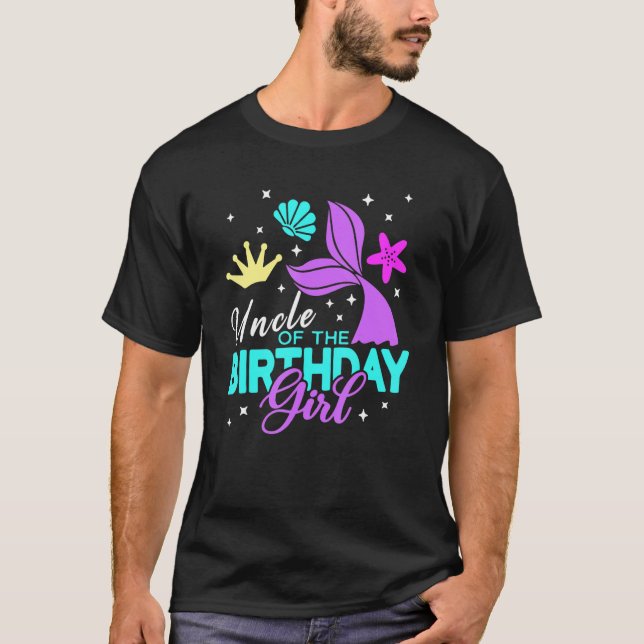 Uncle Of The Birthday Mermaid Matching Family T-Shirt (Front)