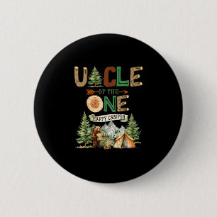 Uncle of the one happy camper 1st birthday camping 6 cm round badge