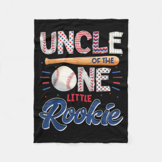 Uncle Of The One Little Rookie Baseball 1st Fleece Blanket