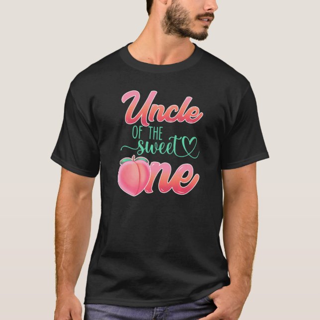 Uncle Of The Sweet One Birthday Peach Girl Family  T-Shirt (Front)