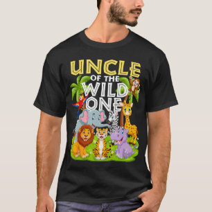 Uncle Of The Wild One 1st Birthday Zoo Animal Safa T-Shirt