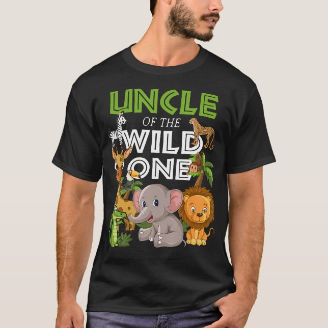 Uncle Of The Wild One Zoo Birthday Safari Jungle A T-Shirt (Front)