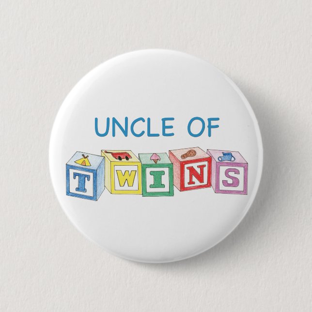 Uncle of Twins Blocks 6 Cm Round Badge (Front)
