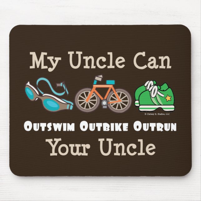 Uncle Outswim Outbike Outrun Triathlon Mousepad (Front)