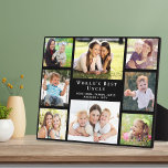 Uncle Photo Collage Black Plaque<br><div class="desc">Give the world's best uncle a custom 8 photo collage plaque featuring 8 photos of his nieces and nephews,  their names and "World's Best Grandpa" in elegant white typography.</div>