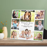 Uncle Photo Collage Plaque<br><div class="desc">Give the best uncle ever a custom 8 photo collage plaque featuring 8 photos of his nieces and nephews,  their names and "World's Best Grandpa" in elegant typography.</div>