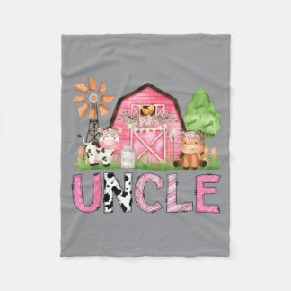 Uncle Pink Farm Animal Birthday Kids Matching Fleece Blanket