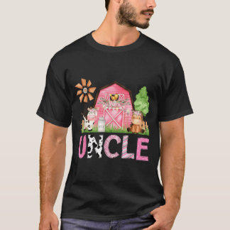 Uncle Pink Farm Animal Birthday Kids Matching T-Shirt