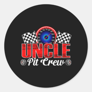 Uncle Pit Crew Racing Family Race Car Birthday Boy Classic Round Sticker