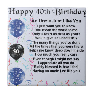 Uncle Poem - 40th Birthday Tile