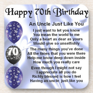 Uncle Poem - 70th Birthday Coaster