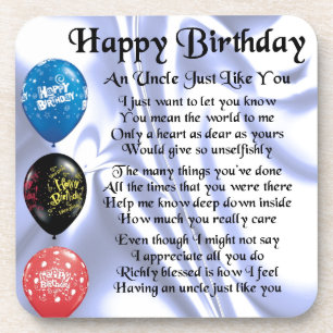 Uncle Poem - Happy Birthday Coaster