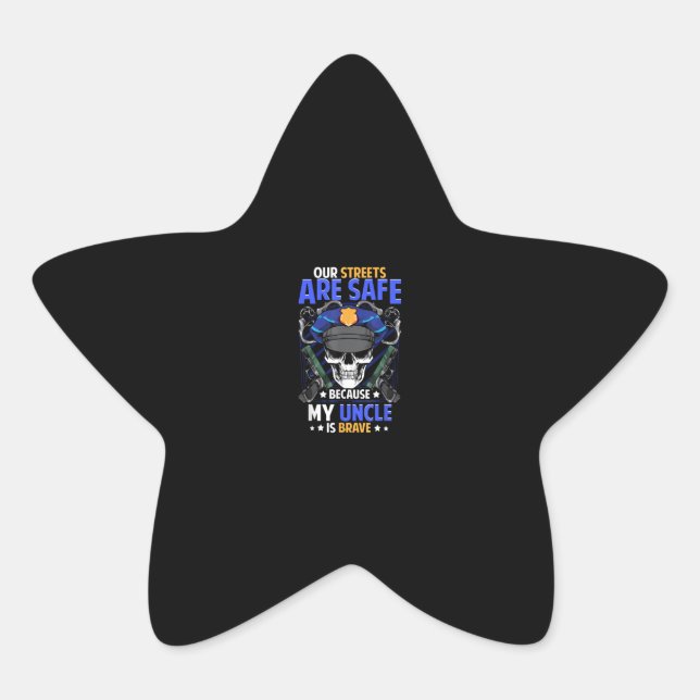 Uncle Police Items | Gift For Brother | Uncle Gift Star Sticker (Front)