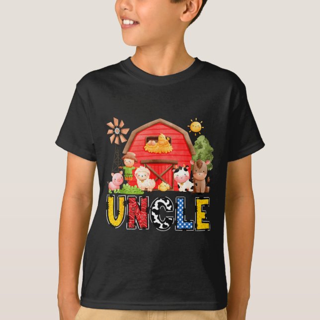 Uncle Red Farm Cow Birthday Boy Matching Family Pa T-Shirt (Front)