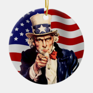 Uncle Sam 1 Ceramic Tree Decoration