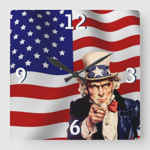 Uncle Sam 1 Square Wall Clock