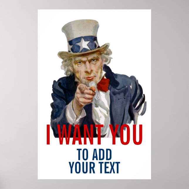 Uncle Sam Add Your Own Personalised Text Poster (Front)