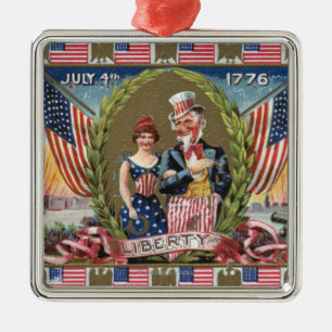 Uncle Sam and Lady Liberty Metal Tree Decoration