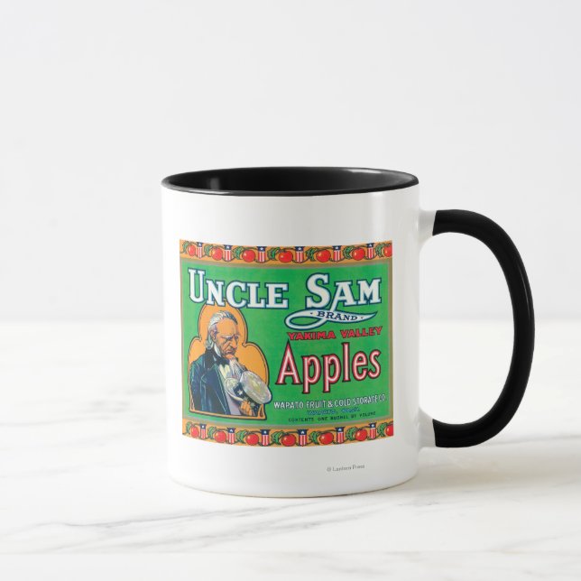 Uncle Sam Apple Label (green) - Wapato, WA Mug (Right)