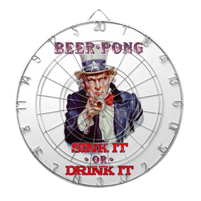 Uncle Sam Beer Pong-Sink It Or Drink It Dartboard (Front)