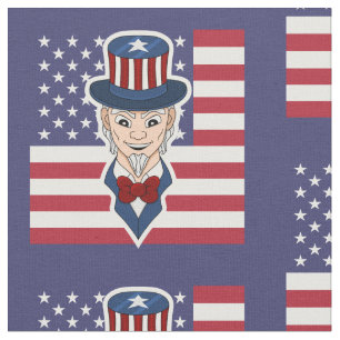 Uncle Sam cartoon Fabric