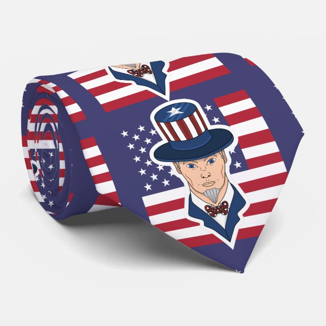 Uncle Sam cartoon Tie (Rolled)