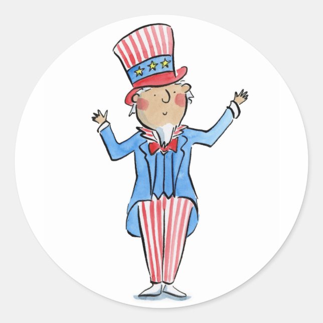 Uncle Sam Classic Round Sticker (Front)