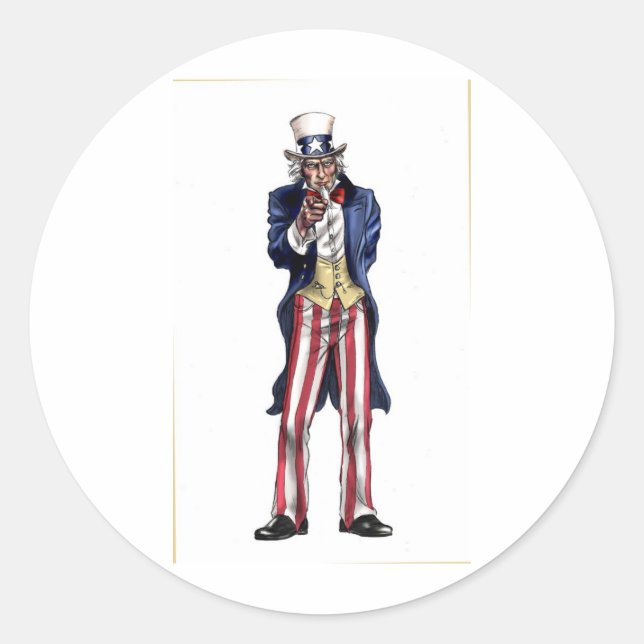 Uncle Sam Classic Round Sticker (Front)