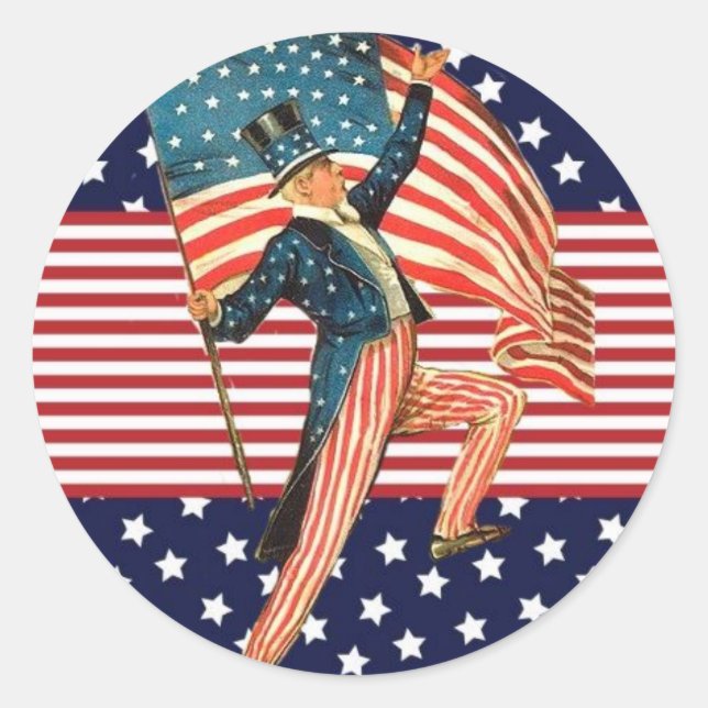 Uncle Sam Classic Round Sticker (Front)