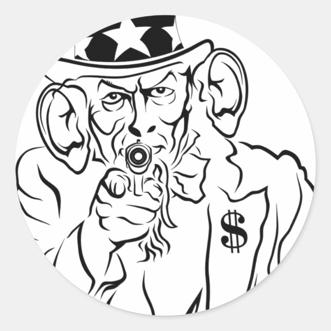 Uncle Sam Classic Round Sticker (Front)