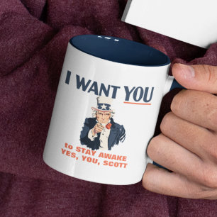Uncle Sam Custom Message Funny Patriotic Two-Tone Coffee Mug