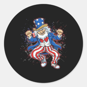 Uncle Sam Dance Funny 4th Of July Independence Day Classic Round Sticker
