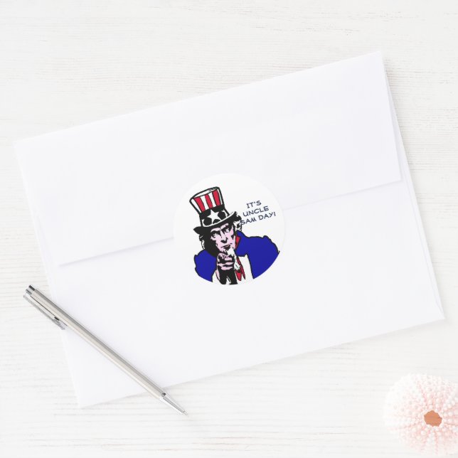 Uncle Sam Day Classic Round Sticker (Envelope)