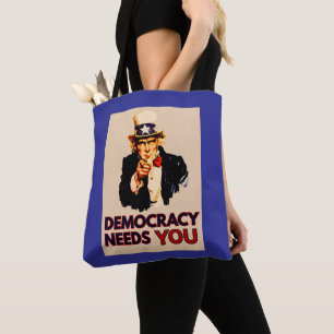 Uncle Sam 'Democracy Needs You' Tote Bag