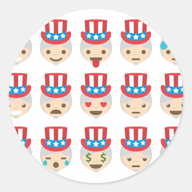uncle sam emoji classic round sticker (Front)