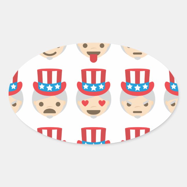 uncle sam emoji oval sticker (Front)