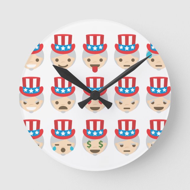 uncle sam emoji round clock (Front)