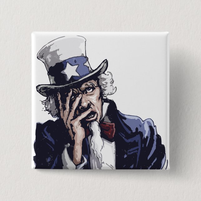Uncle Sam Facepalm 15 Cm Square Badge (Front)
