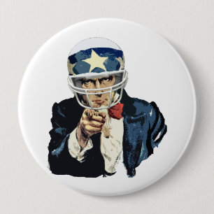 uncle sam football 10 cm round badge