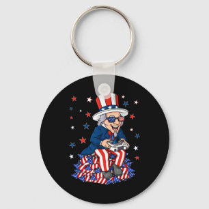 Uncle Sam Game Controller 4th Of July Boys Kids Te Key Ring