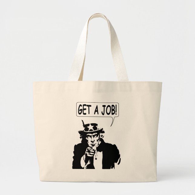 Uncle Sam Get A Job Large Tote Bag (Front)