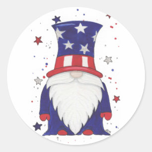 Uncle Sam Gnome Classic Round Sticker