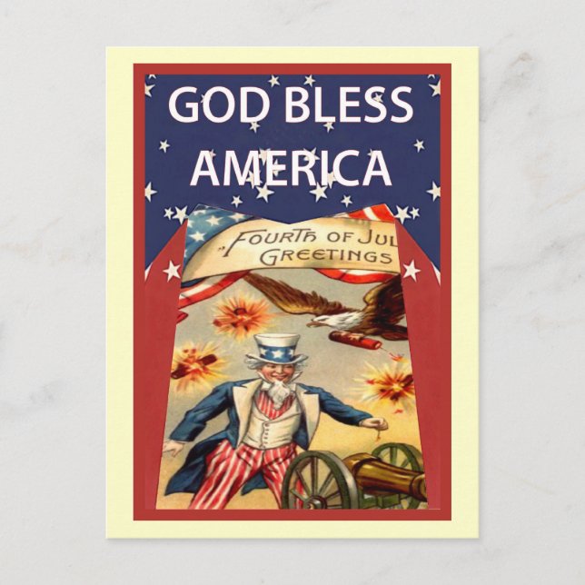Uncle Sam, God Bless America Postcard (Front)